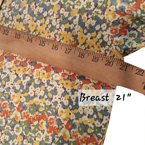 Central Falls Skirt Top Set Pull on Midi Wm Lg Button Up Yellow Floral Summer - Picture 14 of 16